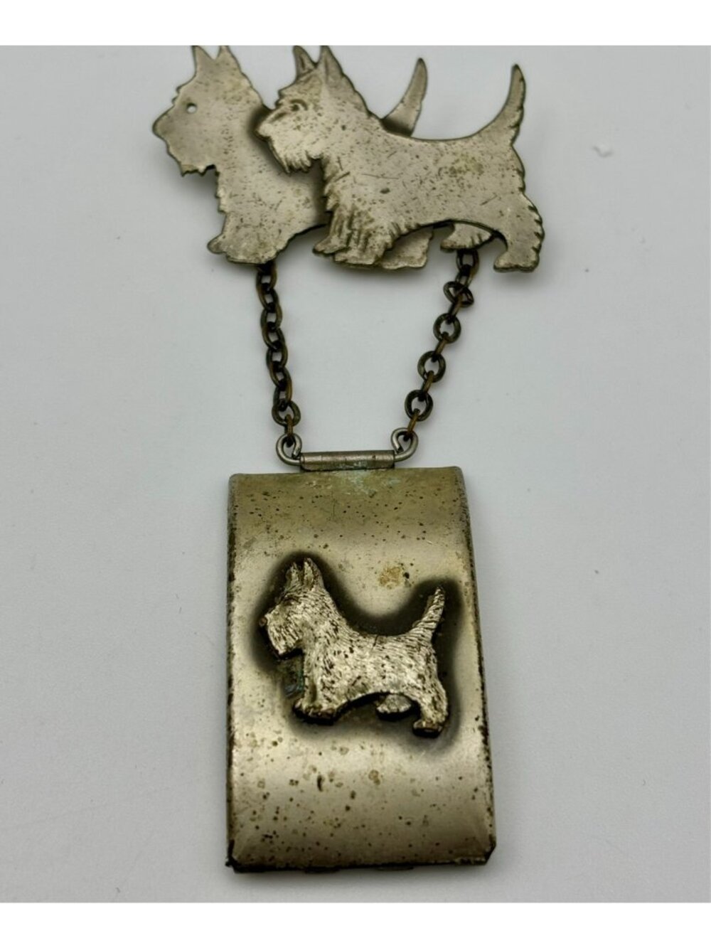 Scottie Combination Brooch Locket Coin Holder - RARE Antique Find
